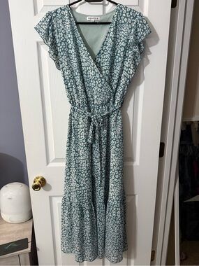 Teal Wrap Maxi Dress